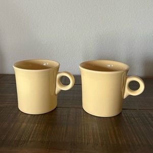Fiesta Pale Yellow Key hole/Ring handled coffee/tea mugs